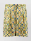 Marni Silk Saraband Shorts With Elastic Waistband In Green
