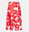 Marni Floral Print A-line Skirt With Belted Waist In Crimson