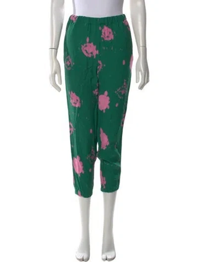 Pre-owned Marni Printed Skinny Leg Pants In Green