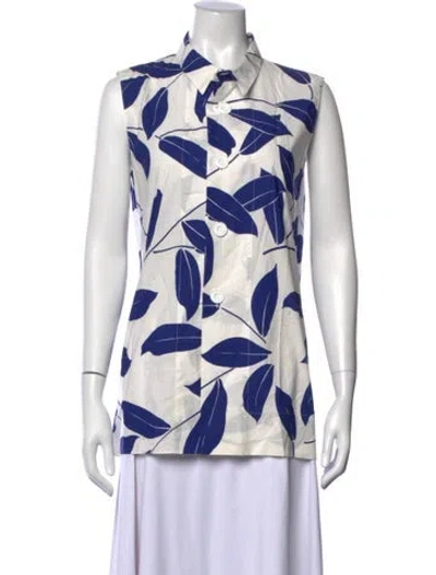 Pre-owned Marni Printed Sleeveless Button-up Top In White