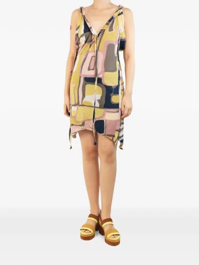 Pre-owned Marni Printed Sleeveless Mini Dress In Yellow