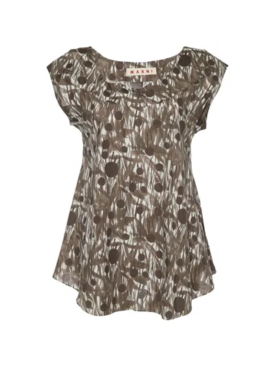 Pre-owned Marni Printed Sleeveless Top In Brown