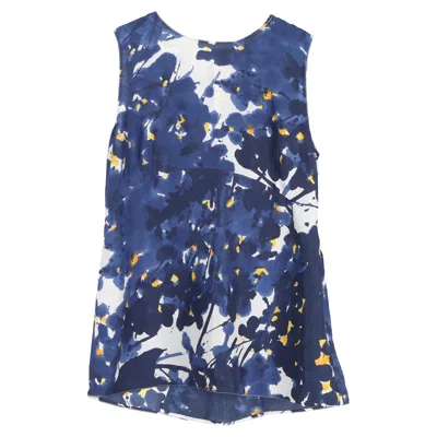 Marni Printed Sleeveless Top In Navy Blue Cotton