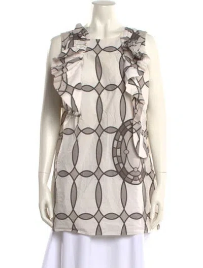 Pre-owned Marni Printed Square Neckline Tunic In White