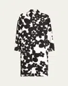 Marni Duster Coat With Black And White Dillies Print In Black