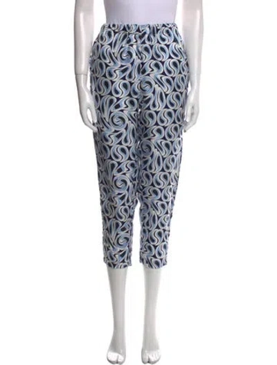 Pre-owned Marni Printed Straight Leg Pants In Blue