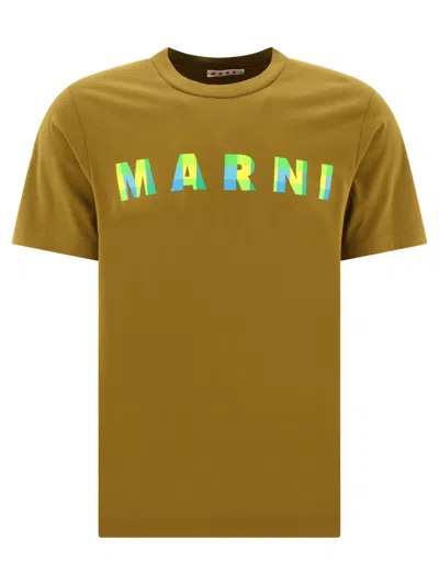 Marni Printed T-shirt Men Crete In Cotton In Green