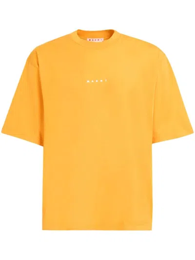 Marni Printed T-shirt Men Orange  In Cotton In Yellow