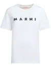 Marni Oversized Crew Neck T-shirt With Scribbled Logo In White