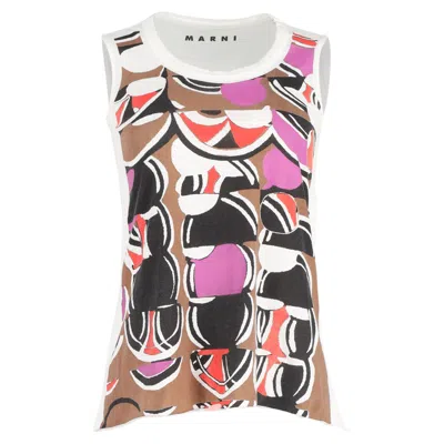 Marni Printed Tank Top In Multicolor Cotton