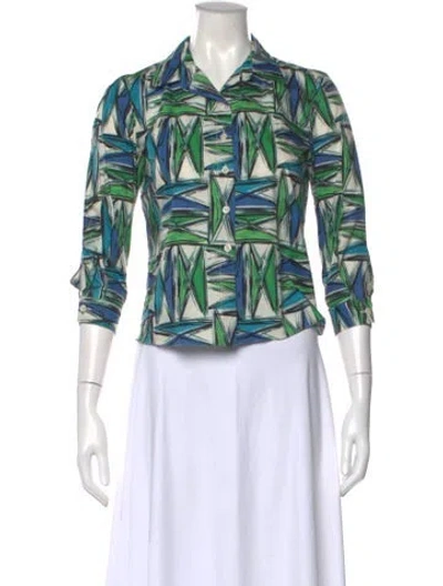 Pre-owned Marni Printed Three-quarter Sleeve Blouse In Multi