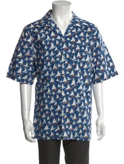 Pre-owned Marni Printed Three-quarter Sleeve Shirt In Blue