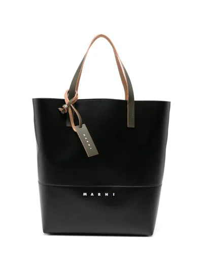 Marni Printed Tote Bag In Black