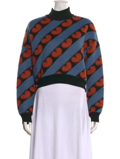 Pre-owned Marni Printed Turtleneck Sweater In Blue