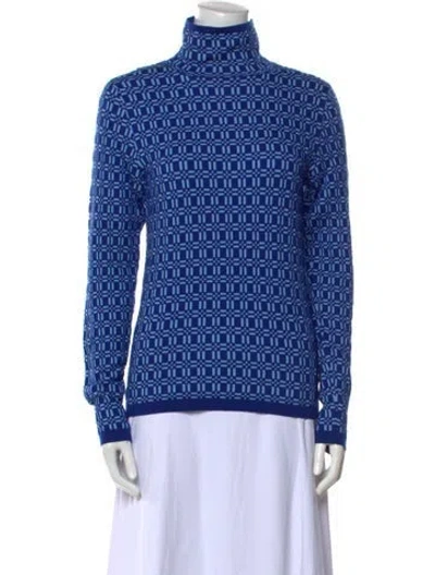 Pre-owned Marni Printed Turtleneck Sweater In Blue