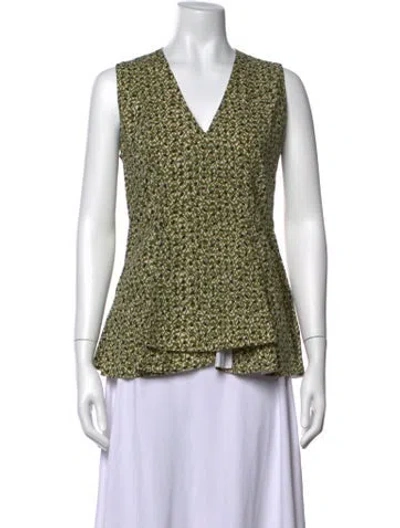 Pre-owned Marni Printed V-neck Blouse In Green