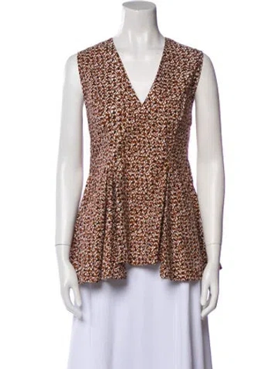 Pre-owned Marni Printed V-neck Blouse In Multi
