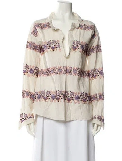 Pre-owned Marni Printed V-neck Blouse In Neutral
