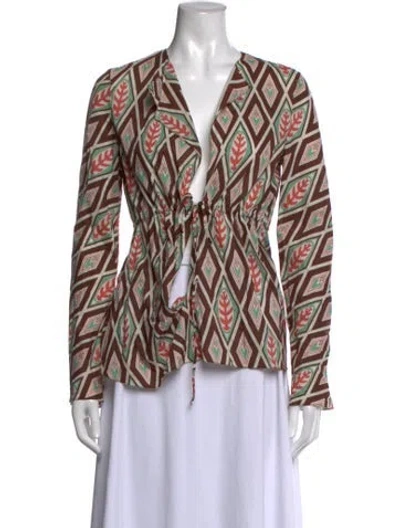 Pre-owned Marni Printed V-neck Blouse In Neutrals