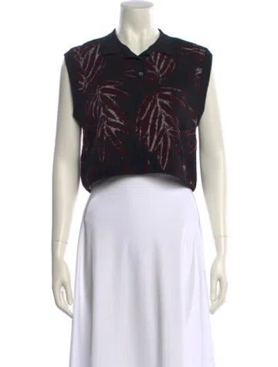 Pre-owned Marni Printed V-neck Sweater In Black