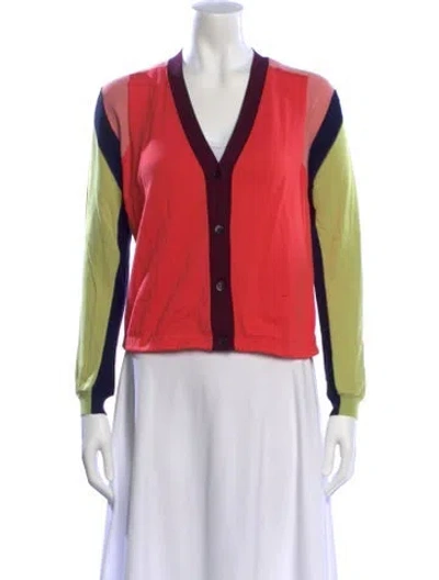 Pre-owned Marni Printed V-neck Sweater In Pink