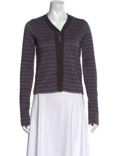 Pre-owned Marni Printed V-neck Sweater In Purple