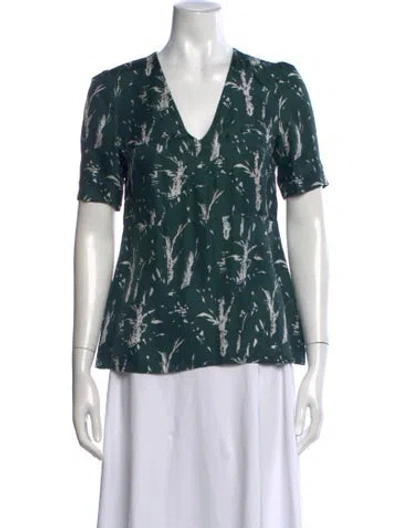 Pre-owned Marni Printed V-neck Top In Green