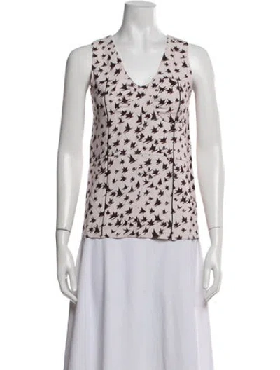 Pre-owned Marni Printed V-neck Top In Pink