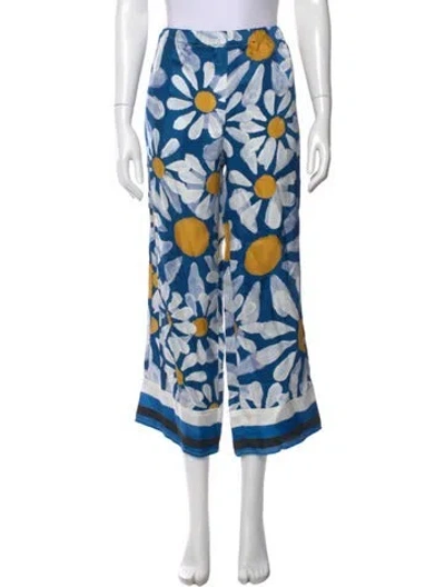 Pre-owned Marni Printed Wide Leg Pants In Blue