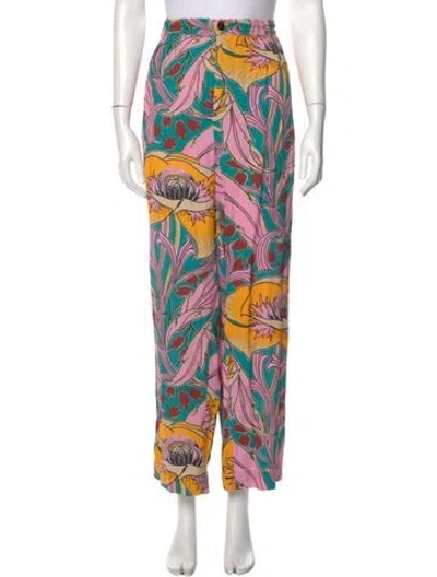 Pre-owned Marni Printed Wide Leg Pants In Pink