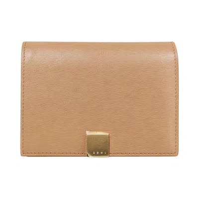 Pre-owned Marni Prisma Bifold Logo Leather Wallet 'gold Sand' | Men's Size Onesize