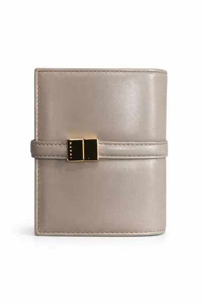 Marni Prisma Billfold Leather Wallet - Cork Beige In Gray
