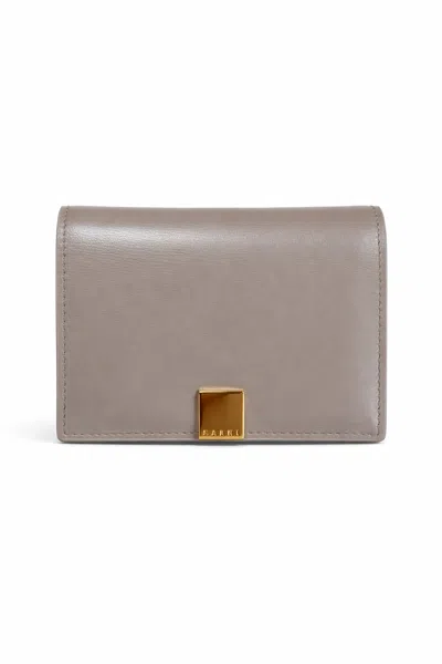 Marni Prisma Folded Leather Wallet - Cork Beige In Gray