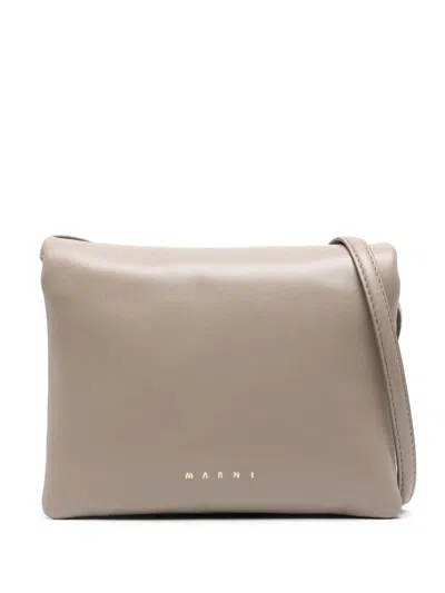 Marni Prima Leather Shoulder Bag In Brown