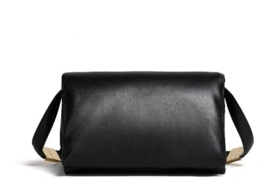 Marni Black Leather Prisma Shoulder Bag