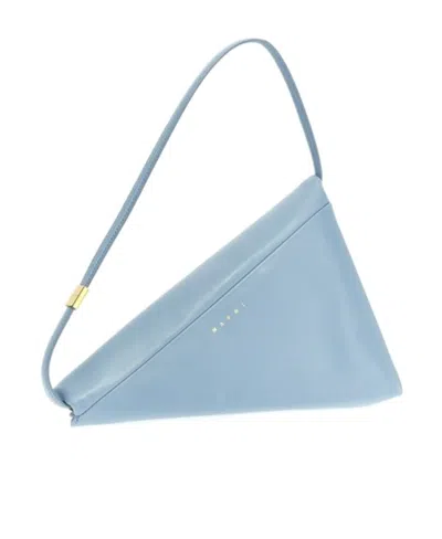 Marni Prisma Leather Triangle Bag In Blue