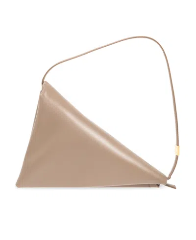 Marni Prisma Leather Triangle Bag In Burgundy