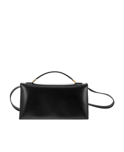 Marni Prisma Logo-stamp Leather Tote Bag In Black