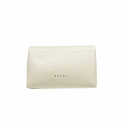 Marni Prisma Shoulder Bag In Natural White Leather In Multi