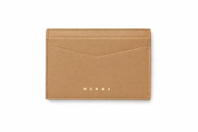 Marni Prisma Tumbled Leather Folded Wallet - Cement Gray In Brown
