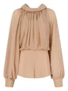 Marni Beige Creponne Playsuit With Gathering In Brown