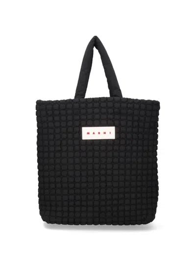 Marni Puff Tote Bag In Black