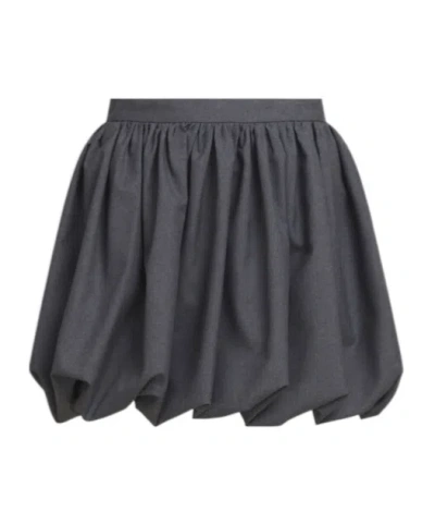Marni Gray Wool Balloon Miniskirt In Grey