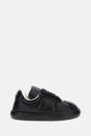 Marni Padded Leather Sneakers With Flat Rubber Sole In Black