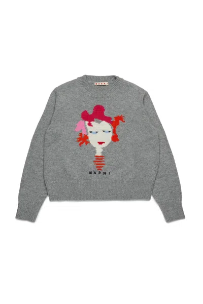 MARNI PULLOVER IN MISTO LANA CON GRAFICA MARNI FLOWER