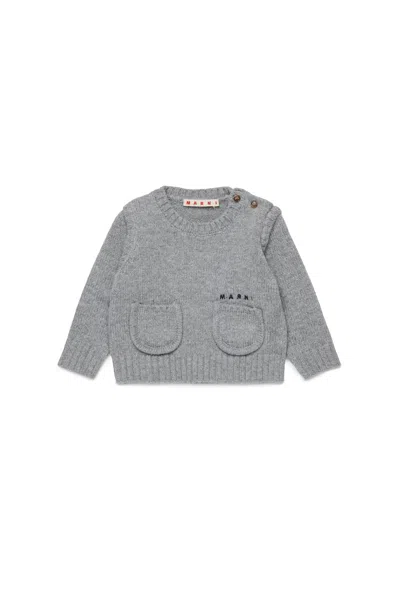 Marni Kids' Wool-blend Pullover With Small Pockets In Gray