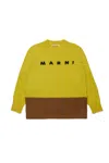 Marni Kids' Wool Blend Pullover With Elbow Patches In Yellow