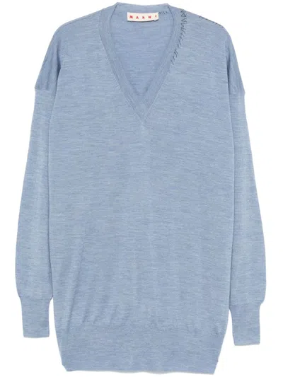 Marni Pullover Mit V-ausschnitt In Blau