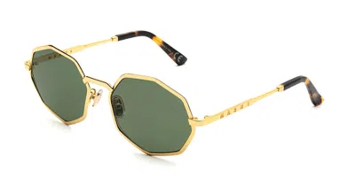 Marni Pulpit Rock Green 3ki Men's Sunglasses Gold Size 56