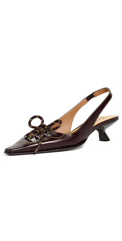 Marni Calfskin Leather With Chain Detail Slingback Heel In Multi